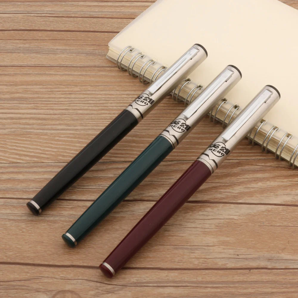HERO 240 Stainless Steel Fountain Pen — Retro Aircraft Duckbill Nib, Ink Pen for School, Office & Student Gifts