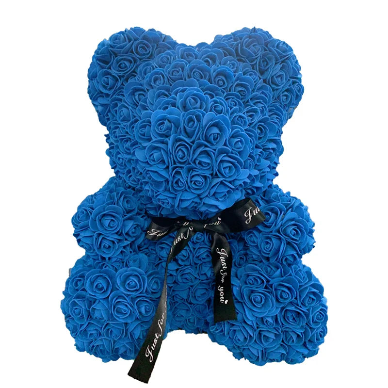2024 40cm Rose Bear – Heart-Shaped Artificial Flower Teddy Bear for Valentine’s, Wedding, Birthday & Christmas Gifts