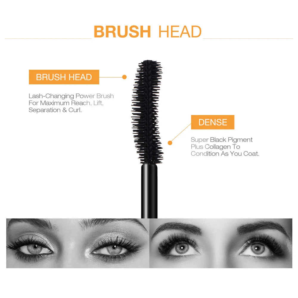 O.TWO.O 3D Fiber Thick Lengthening Mascara – Long Black Lash Eyelash Extension with Brush, Professional Eye Cosmetics