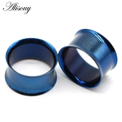 Alisouy Surgical Steel Ear Plug Kit - 2PCS No-Screw Fit Ear Gauges Tunnel Expanders for Body Piercing