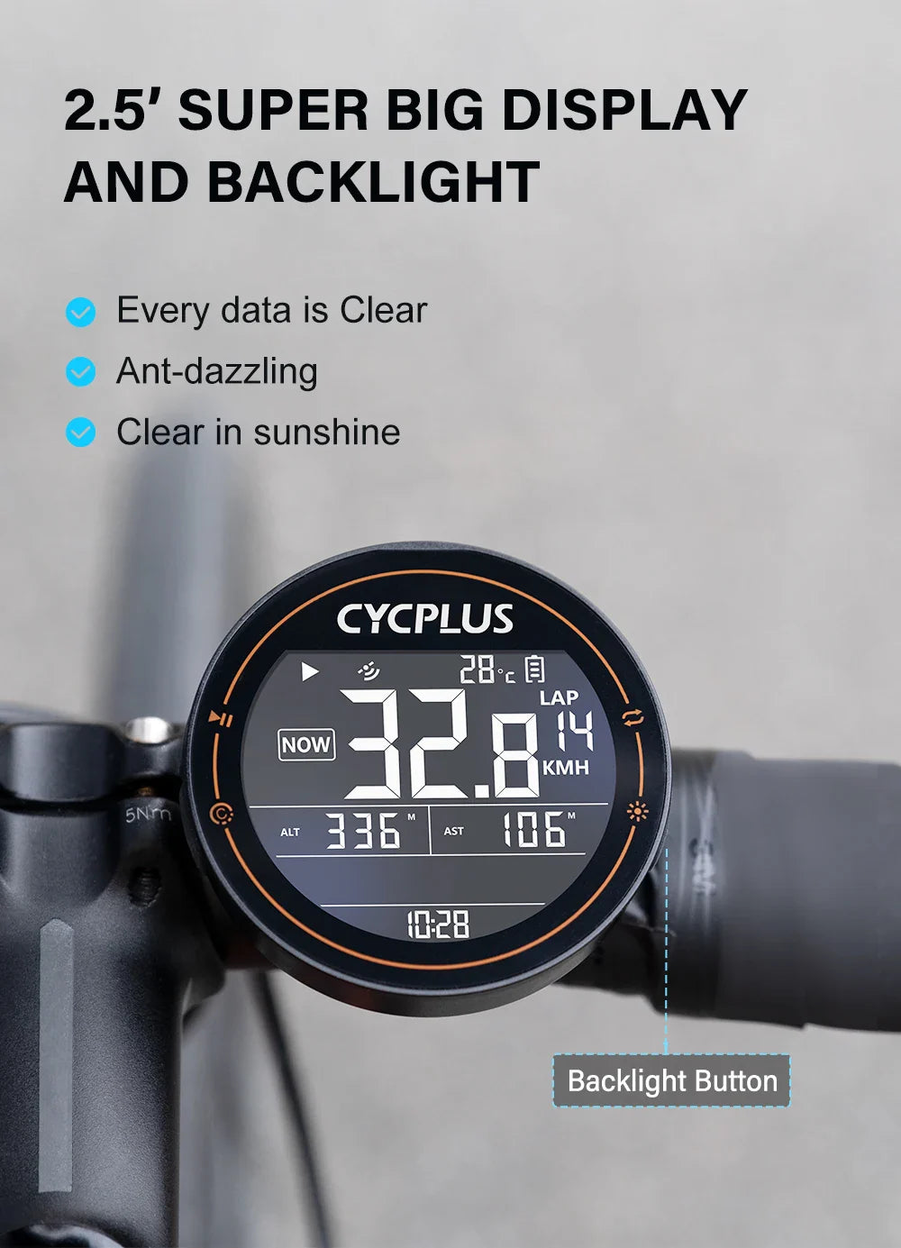 CYCPLUS M2 Wireless Bicycle Computer – ANT+ & Bluetooth GPS Speedometer, Waterproof Bike Cyclocomputer Accessories