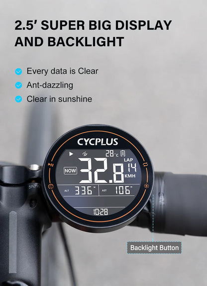 CYCPLUS M2 Wireless Bicycle Computer – ANT+ & Bluetooth GPS Speedometer, Waterproof Bike Cyclocomputer Accessories