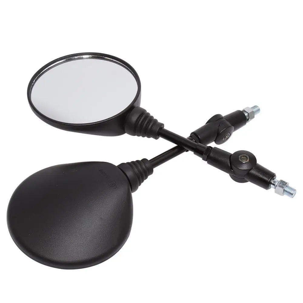 Universal Motorcycle Rearview Mirror 10mm (Black) — Folding Round Anti-Fall Side Mirror