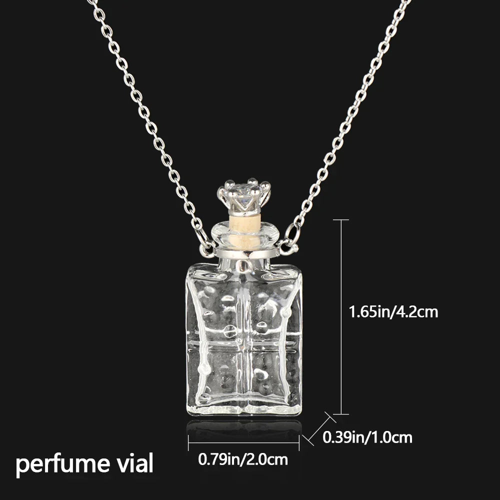 Openable Glaze Vial Pendant Necklace – Water Drop Heart Mini Perfume Bottle, Keepsake Jewelry Gift with Steel Chain