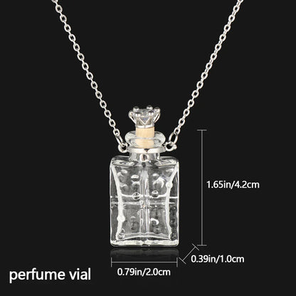Openable Glaze Vial Pendant Necklace – Water Drop Heart Mini Perfume Bottle, Keepsake Jewelry Gift with Steel Chain