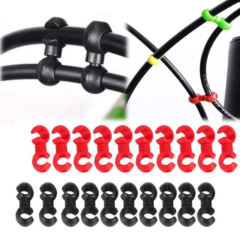 10Pcs S Buckle Bike Brake & Derailleur Cable Clips — Rotatable MTB Line Clip Rings