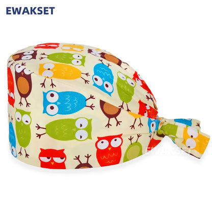 Unisex Soft Scrub Cap – Cartoon Print Surgical Hat for Men and Women, Operating Room Nursing Accessories