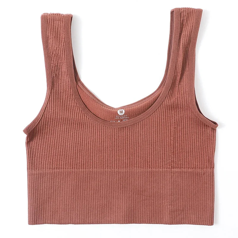 Women’s Seamless Ribbed Tank Top - High-Elastic Sleeveless Crop Camisole, O-Neck Everyday Sportswear M-XL