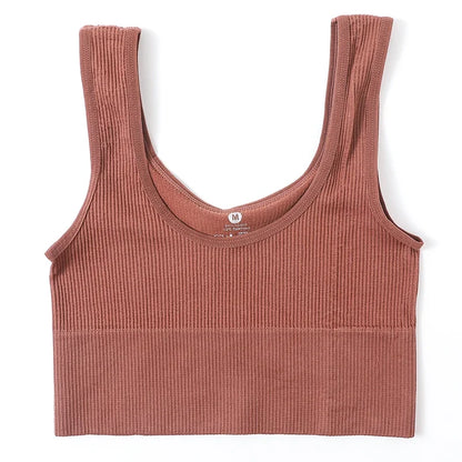 Women’s Seamless Ribbed Tank Top - High-Elastic Sleeveless Crop Camisole, O-Neck Everyday Sportswear M-XL