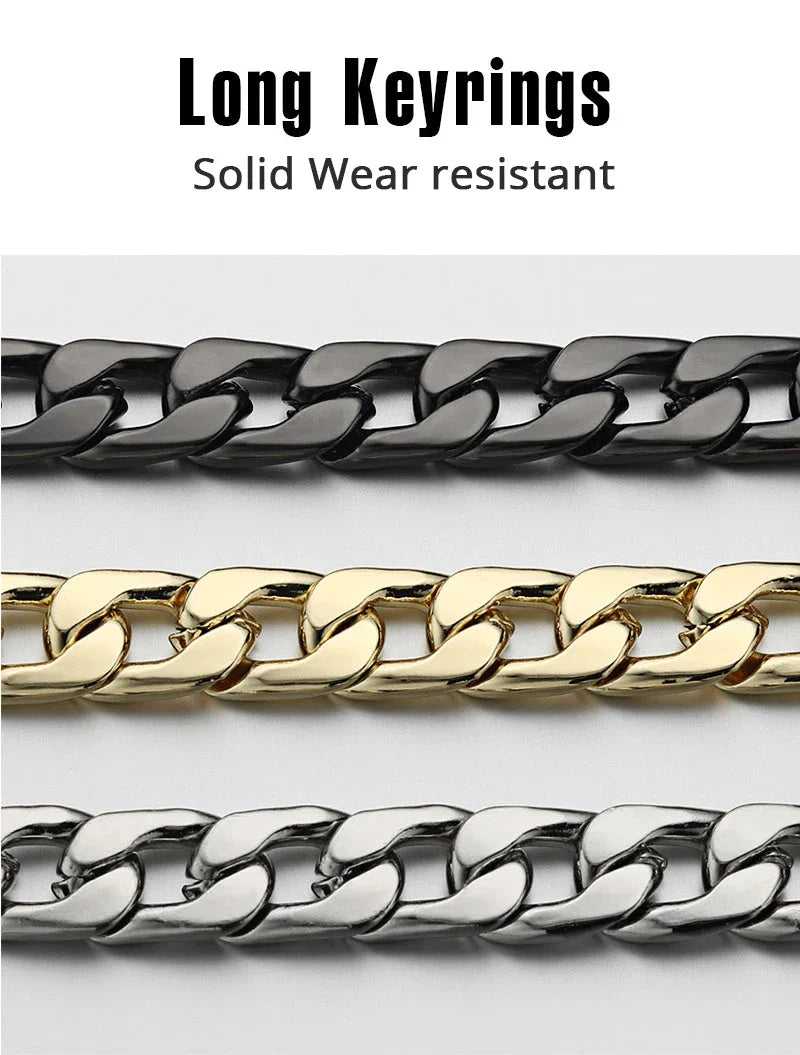 40cm Metal Key Chains – Wallet & Belt Chain for Hipster Pants, Hip Hop, Rock, Punk Street Style, Anti-Lost Keyring for Men (K404)