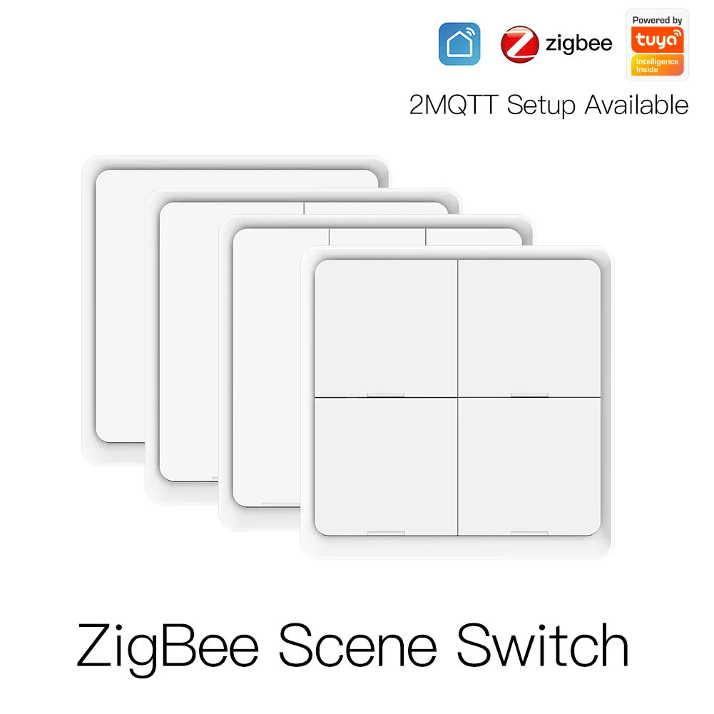 MOES 4-Gang Tuya ZigBee Wireless Scene Switch – Battery-Powered Smart Controller for Tuya Automation
