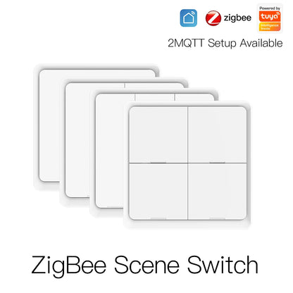 MOES 4-Gang Tuya ZigBee Wireless Scene Switch – Battery-Powered Smart Controller for Tuya Automation