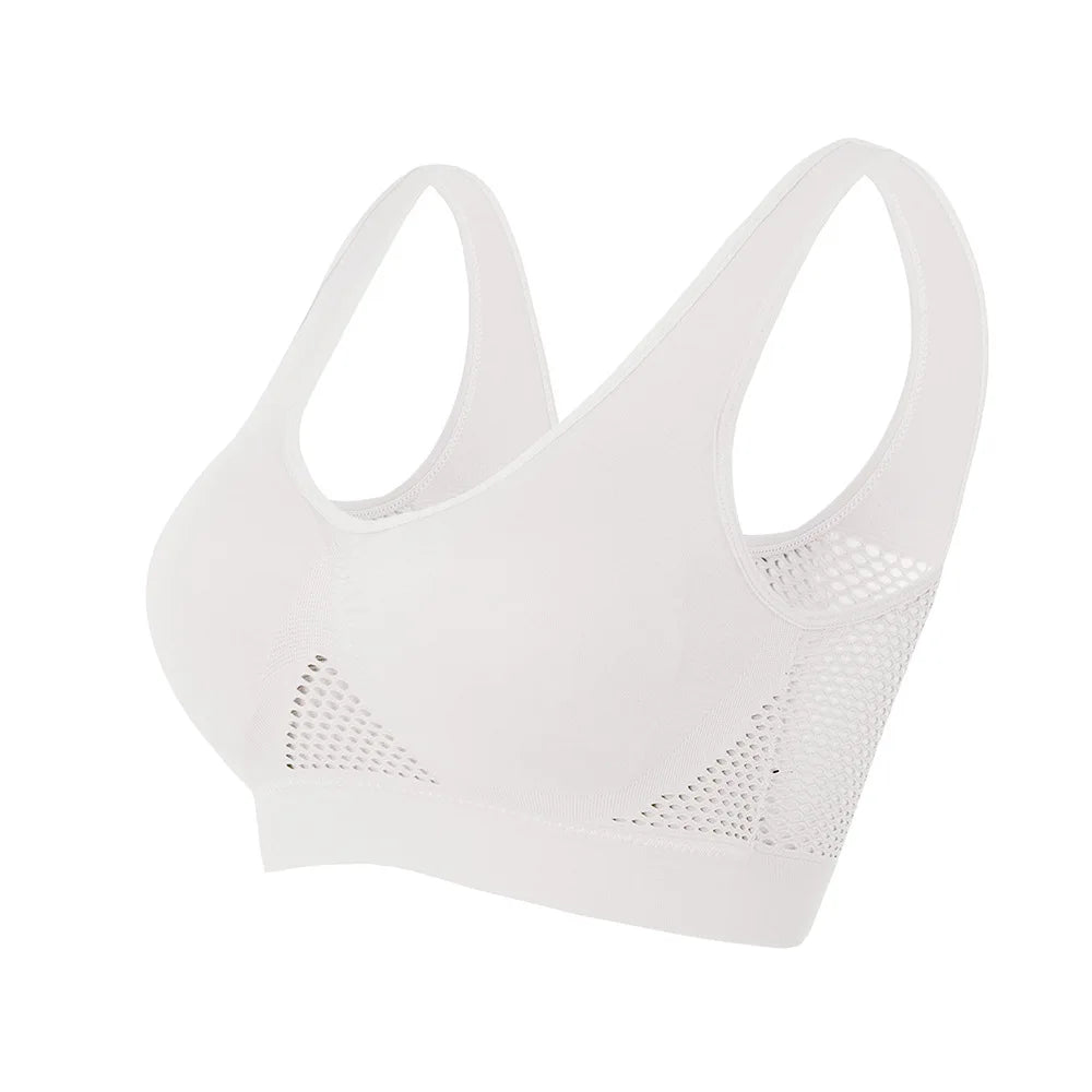 Women’s Hollow Out Sports Bra – Padded Seamless Yoga & Gym Top, M-6XL Athletic Vest