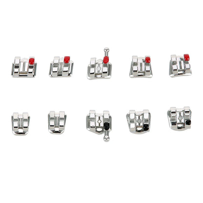 AZDENT 10 Packs Dental Brackets – Orthodontic Metal Mini Standard Roth MBT Slot 0.022/0.018 with Hooks, 20 Pcs per Pack