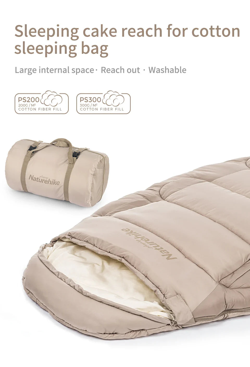 Naturehike PS300 Cotton Sleeping Bag – Wearable Winter Sleeping Bag for Hiking, Camping & Travel