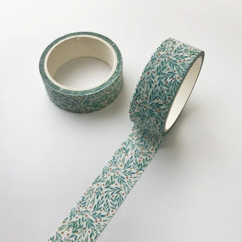 Green Plant Floral Washi Tape – DIY Decorative Adhesive for Scrapbooking, School, & Handmade Crafts