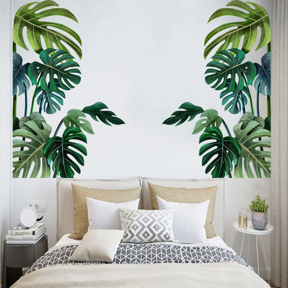 Large Nordic Green Leaf Wall Decals - Eco-Friendly, Removable PVC Stickers for Living Room and Bedroom Decor