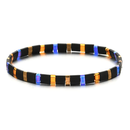 ZMZY Stone Tila Beads Elastic Bracelet for Women – 2025 Fashion Colorful Rainbow Miyuki Tile Bead Jewelry Gift Bracelet