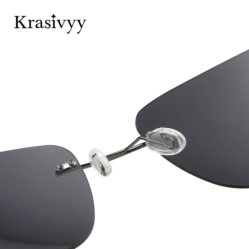 Krasivyy Rimless Square Polarized Sunglasses – Ultralight Pure Titanium, Brand Design for Men, Driving Sun Glasses, Oculos De Sol