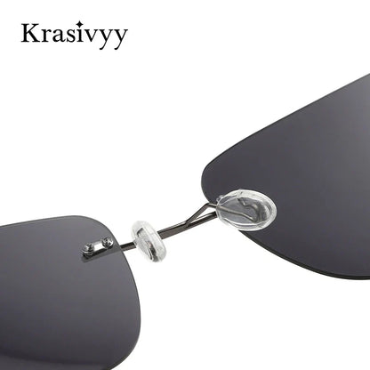 Krasivyy Rimless Square Polarized Sunglasses – Ultralight Pure Titanium, Brand Design for Men, Driving Sun Glasses, Oculos De Sol