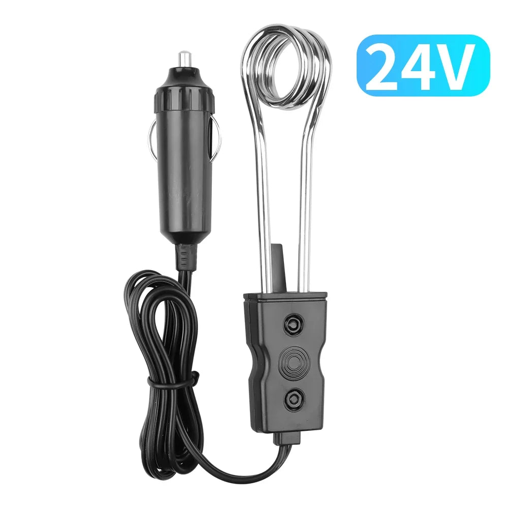 12V 24V Car Immersion Heater - Portable Auto Water Warmer for Coffee, Tea & Travel Use with Durable Safe Heating Design
