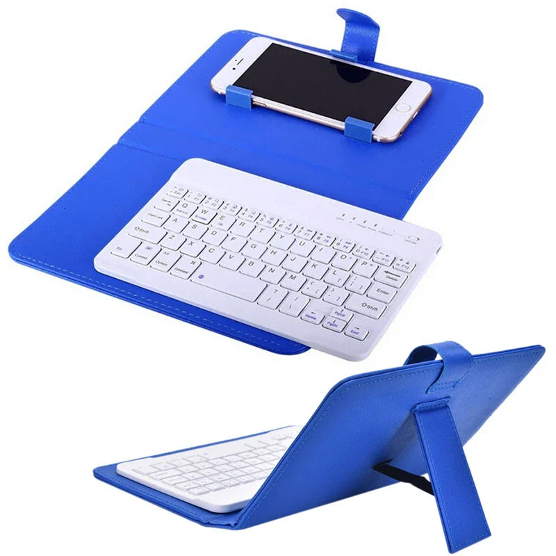 Mini Wireless Bluetooth Keyboard for iPhone, Huawei, Xiaomi, Tablets - Portable Mobile Phone Gaming Keyboard with PU Case Support