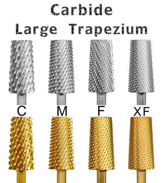 RolinStar 6.6 Large Trapezium Tapered Barrel Nail Drill Bit – Gold & Silver Tungsten Steel Carbide Milling Cutter for Manicure & Pedicure