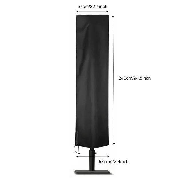 Waterproof 210D Black Patio Umbrella Cover – Durable Outdoor Parasol Protector with Zipper, Fits Market Umbrellas in 6 Sizes