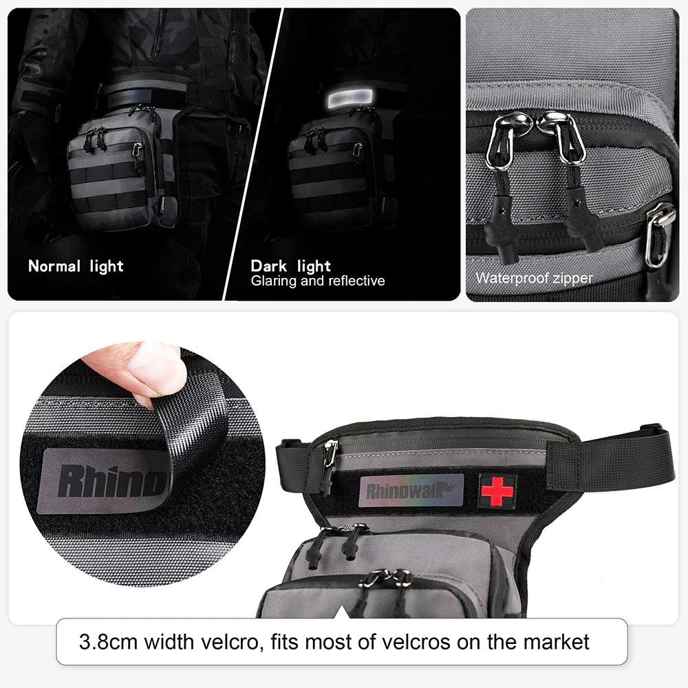 Rhinowalk 3L Motor Waist Bag – Motorcycle Waist Pack, Leg Bag, Thigh Belt, Hip Bum Fanny Pack for Cell/Mobile Phone, Travel
