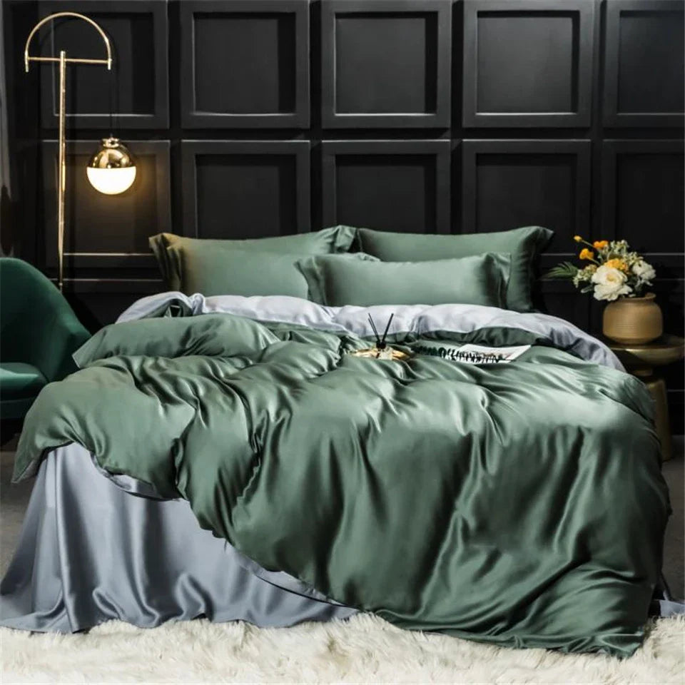 Liv-Esthete 100% Silk Bedding Set - Mulberry Silk Quilt Cover, Bed Sheet & Pillowcase, Queen/King Size Bed Linen