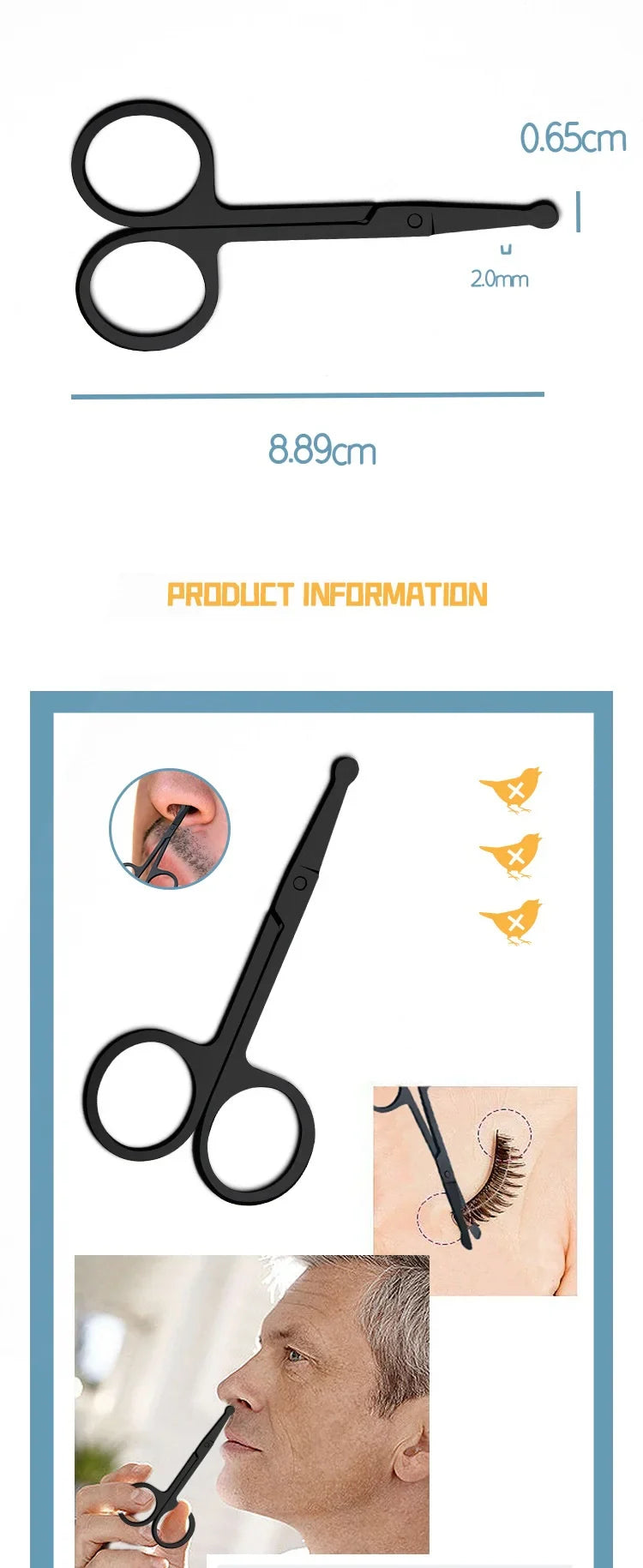 Mini Stainless Steel Round-Head Nose Hair Scissors — Portable Ergonomic Nose Trimmer & Cutter