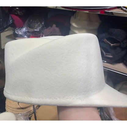 Winter Fedora Hat for Women - Korean Flat Top, Wool, British Casual Style in Navy, Black, Gray, Khaki, High Quality Equestrian Fashion