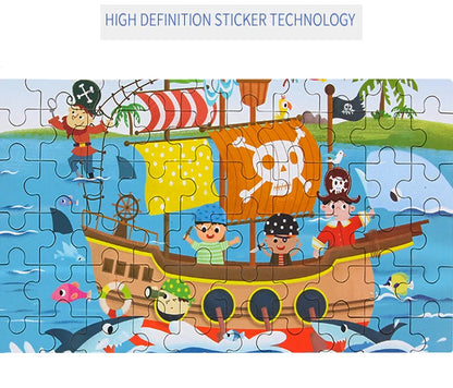 60PCS Wooden Puzzle Toys – Cartoon Vehicle & Animal Jigsaw for Kids’ Learning & Educational Play