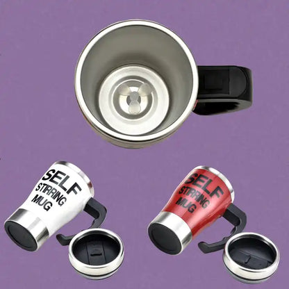 NEW!!! Stainless Steel Self-Stirring Coffee Cup with Custom Logo - Battery or Rechargeable