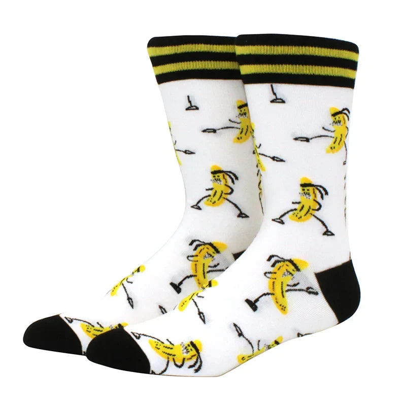 Funny Cartoon Fashion Cotton Socks – Hip Hop Skateboard Style Socks for Men & Women, Beer, Pizza, Astronaut & Pineapple Print Casual Wear Socks