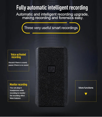 8-64GB Digital Voice Recorder – Hidden Sound-Activated Espia Dictaphone with Magnet, Long-Distance Recording, MP3 & U-Disk