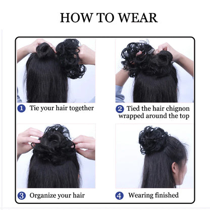 MEIFAN Synthetic Chignon Hair Bun – Elastic Rubber Band Clip-In Updo Ponytail Hair Extension for Women