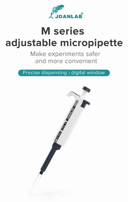 JOANLAB Digital Micropipette — Automatic Adjustable Plastic Pipette for Laboratory & Chemistry Experiments, Includes Pipette Tips