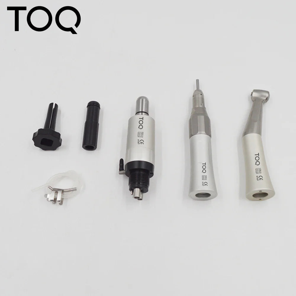 Dental Low Speed Handpiece Kit – Mini Air Motor with 4-Hole Contra Angle & Straight Handpiece for Dentists