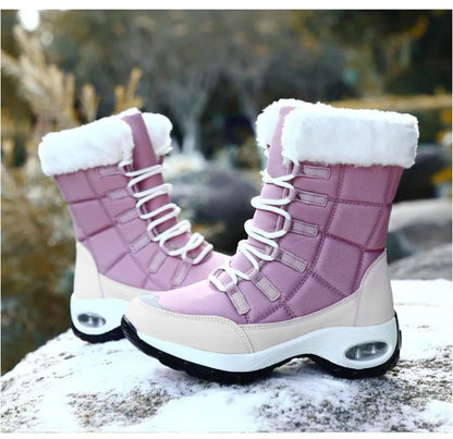 Women’s Waterproof Winter Snow Boots – Warm Plush Fur, Non-Slip Outdoor Platform Ankle Boots