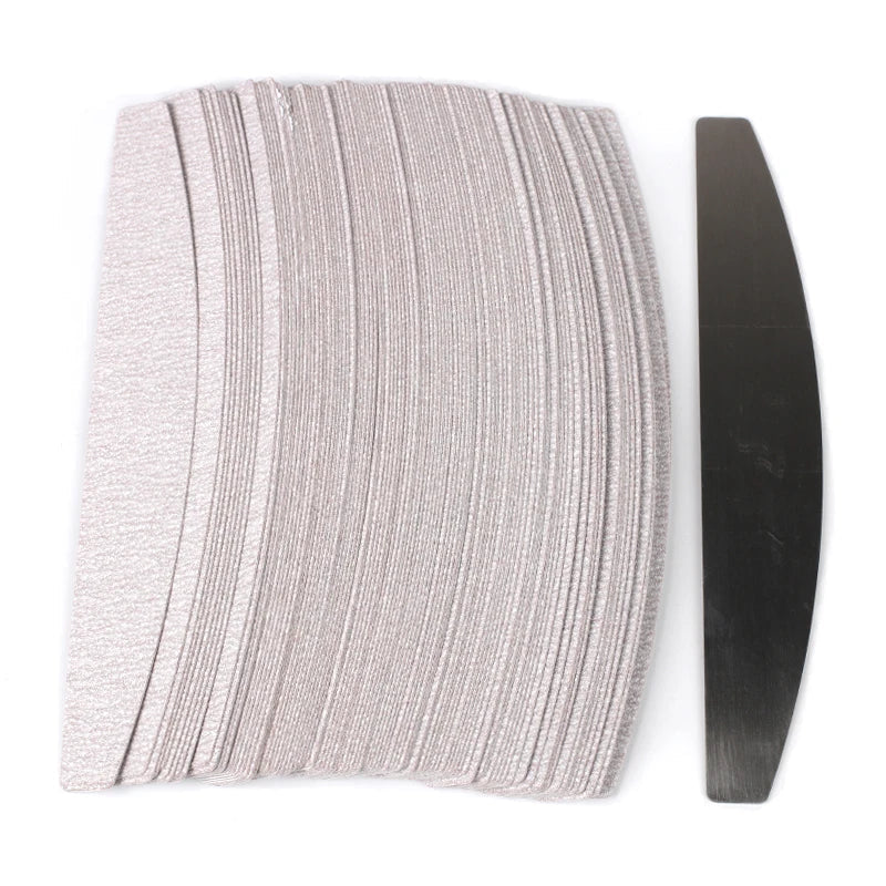 100Pcs Replacement Sandpaper Nail Files - Metal Handle, Removable Buffer, 100/180 Grit Double-Sided Manicure Art Files