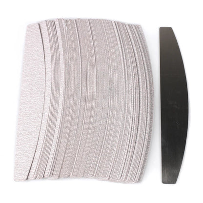 100Pcs Replacement Sandpaper Nail Files - Metal Handle, Removable Buffer, 100/180 Grit Double-Sided Manicure Art Files