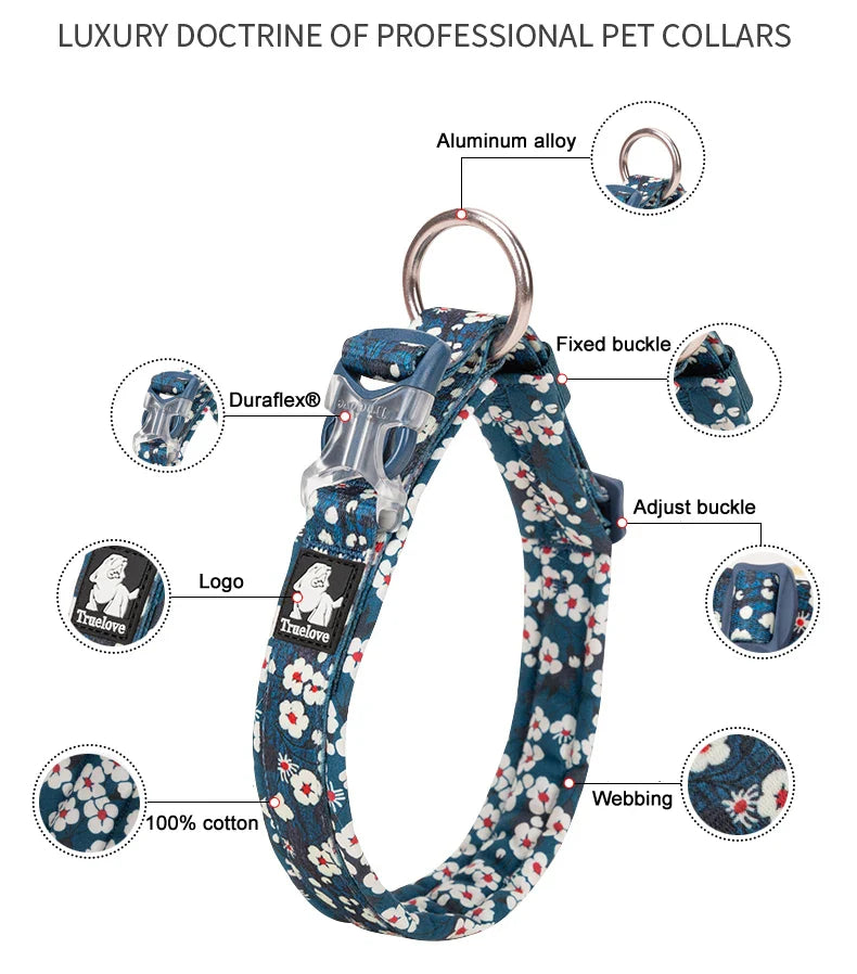 Truelove Floral Pet Collar – Padded Comfort Cushion, Camouflage Design for Small, Medium & Large Dogs, Outdoor Running Collar TLC5273