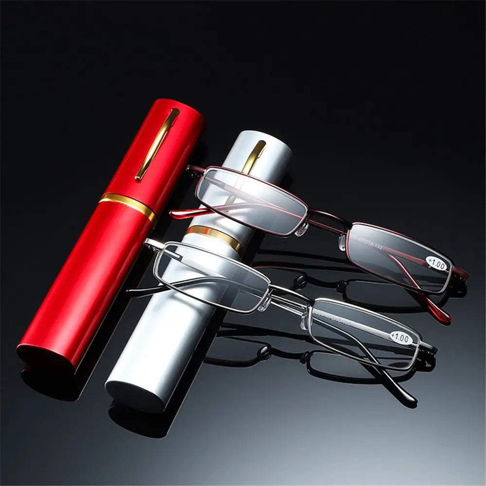 Mini Folding Computer & Reading Glasses – Portable Presbyopia Pen Glasses for Men & Women +1.0 to +4.0 with Storage Box