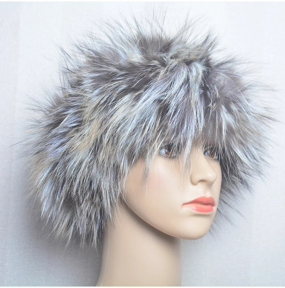 2025 Real Fox Fur Scarf and Headband – Luxury Winter Neck Warmer for Women, 100% Natural Fur, Elastic Ring Muffler