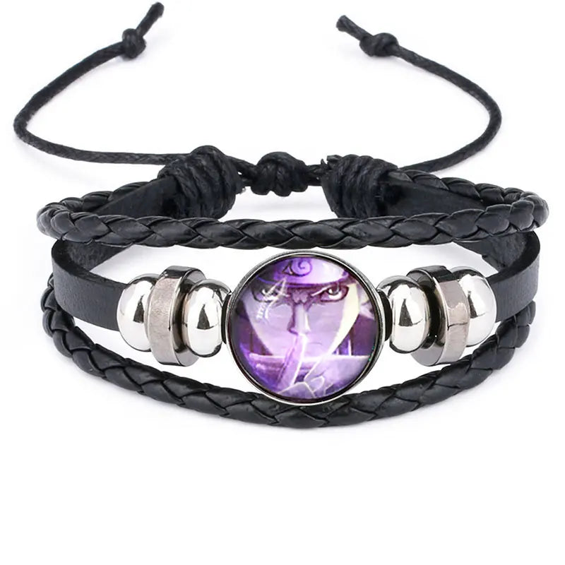 Anime Sharingan Eye Leather Bracelet – Vintage Goth Fashion Bangle for Men Fans Jewelry Gift