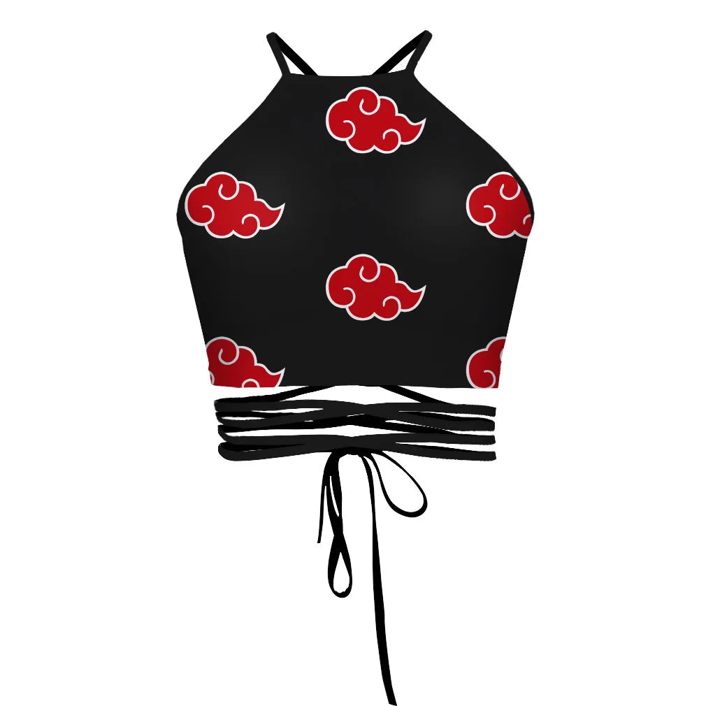 Anime Sexy Black Out Tank Top – Sasuke Akatsuki Cosplay Crop Top & Bandage Swimsuit for Women Summer Streetwear