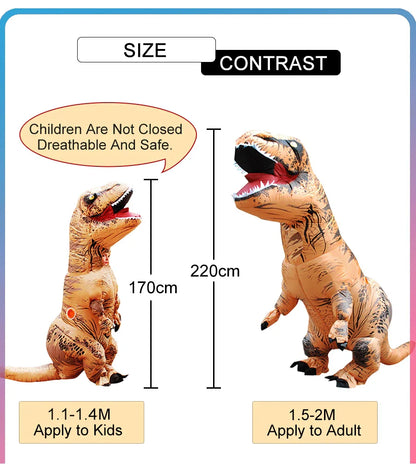 T-Rex Inflatable Tyrannosaurus Dinosaur Costume – Kids and Adult Role-Playing Fancy Dress for Halloween and Parties