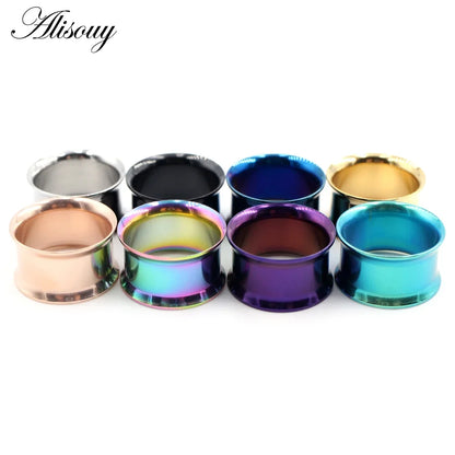 Alisouy Surgical Steel Ear Plug Kit - 2PCS No-Screw Fit Ear Gauges Tunnel Expanders for Body Piercing