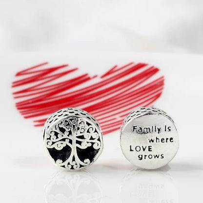 Original Alloy Bead Family Love Heart Pendant Charm - Mom & Dad DIY Jewelry for Pan Bracelets & Necklaces